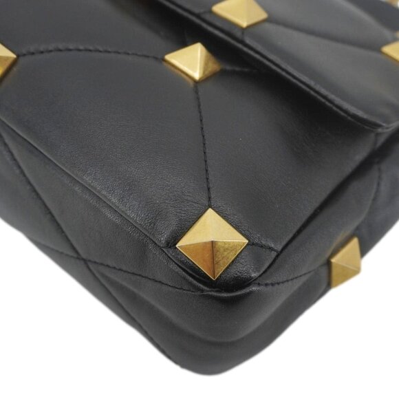Valentino  Garavani Roman Stud Medium Leather Crossbody Bag Black - Picture 9 of 13